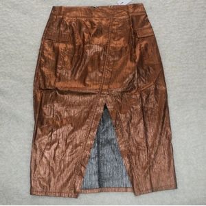 Brand new Metallic Gold Front Split Midi Skirt